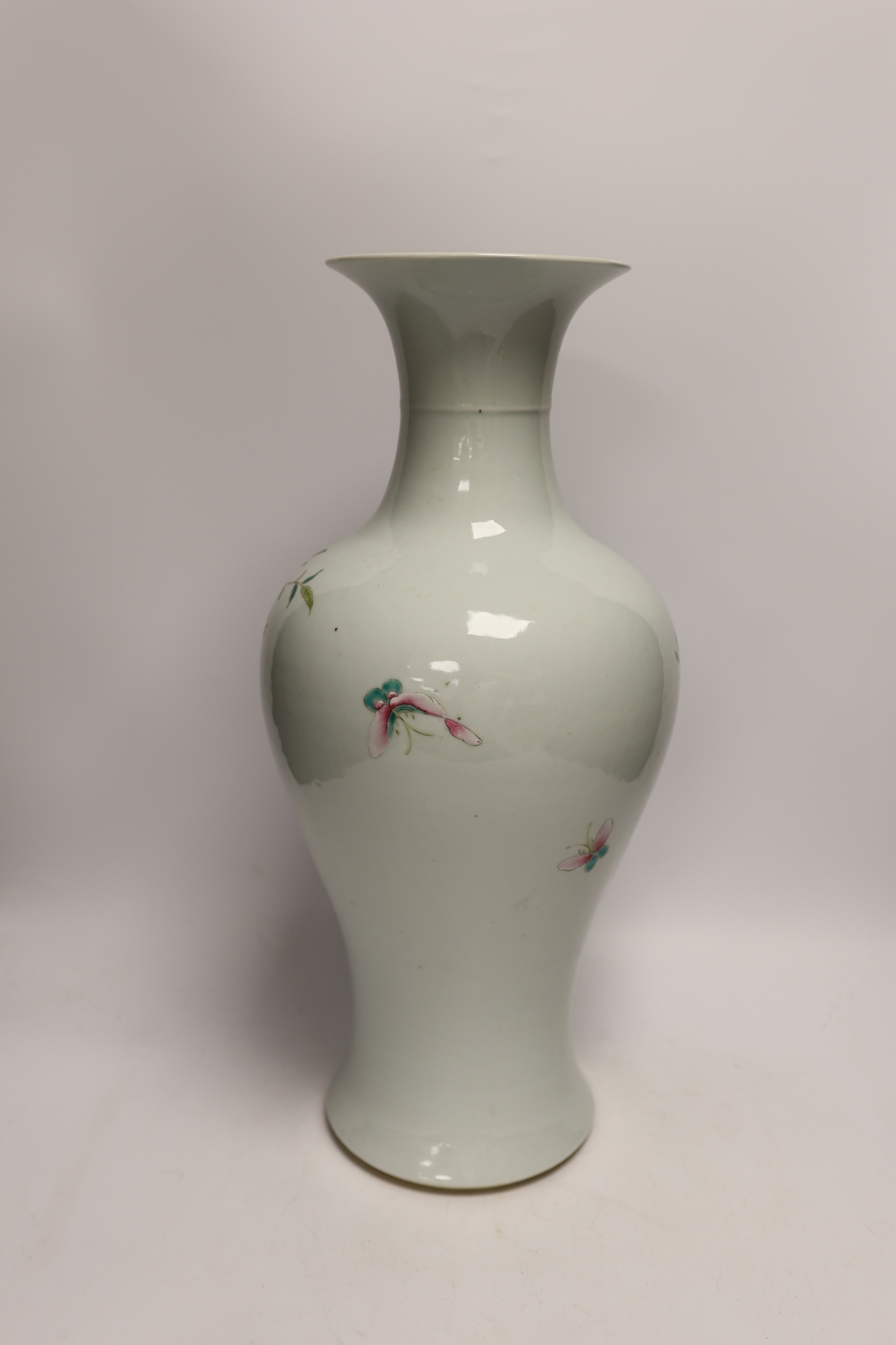 A large Chinese famille rose vase, late 19th century, neck restored, 46cm high